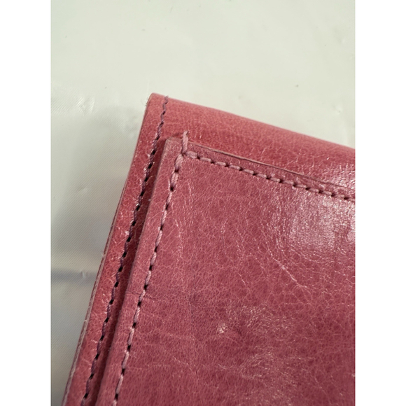 Abas Pink Leather Clutch Envelope Wallet Travel Barbie Pink - Picture 12 of 15